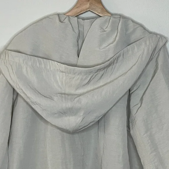 COS Womens XS Beige Hooded Zip Up Utility Jacket Minimalist Stone Windbreaker - Picture 6 of 8